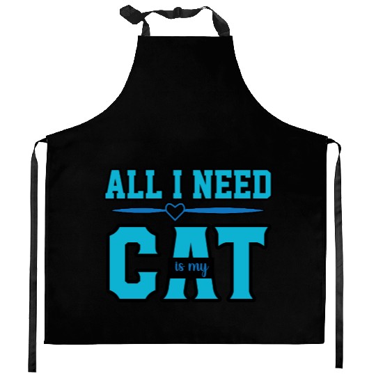Cat Lover  Blue Design Kitchen Aprons