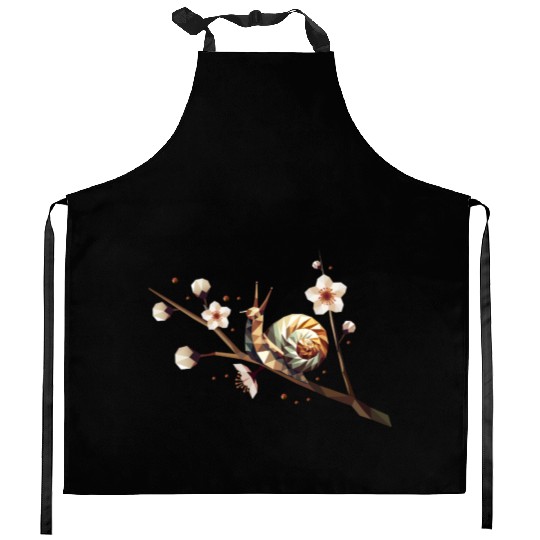 Snail on a Flowering Branch – A Spring Motif Kitchen Aprons