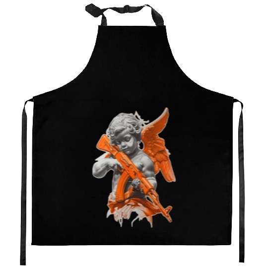 Urban Cherub: Orange Angel with AK Graffiti Art Kitchen Aprons