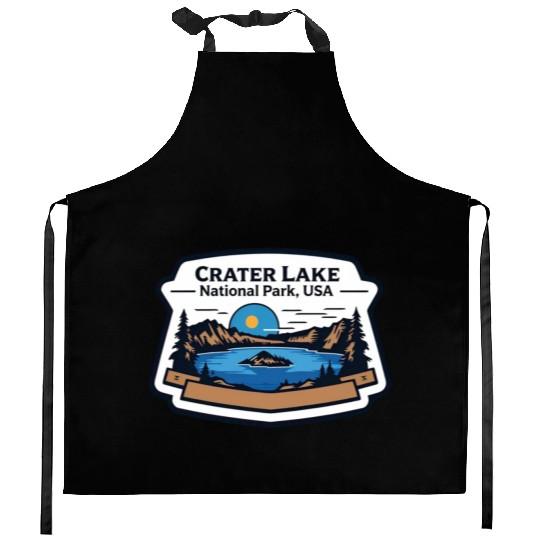 Crater Lake National Park Southern Oregon USA Logo Kitchen Aprons
