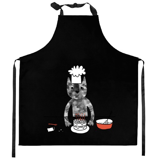 Cat in a Chef Hat Baking a Cake Kitchen Aprons