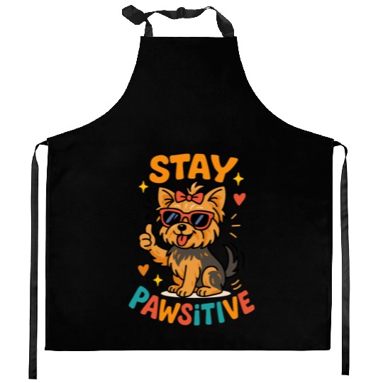 Stay Pawsitive – Cool Yorkshire Terrier Dog Design Kitchen Aprons