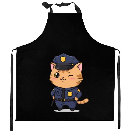 Paw-sitive Law Enforcement – Funny Cat Cop Kitchen Aprons