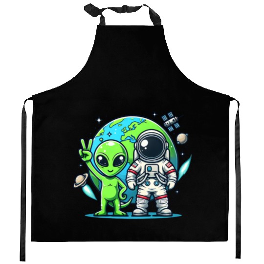 Alien Astronauts In Space Kitchen Aprons