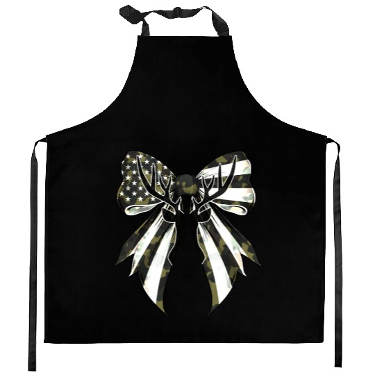 Coquette Bow Deer Hunting Camouflage US Flag Pride Kitchen Aprons