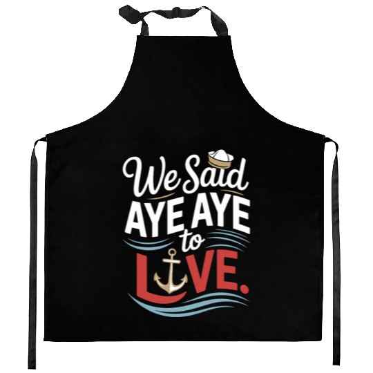 Romantic Cruise Ocean Love Sunset Sail Couples Kitchen Aprons