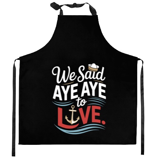 Romantic Cruise Ocean Love Sunset Sail Couples Kitchen Aprons