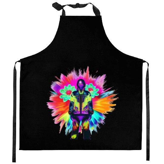 Y2K Bloom: Techwear Meets Luminescent Nature Kitchen Aprons