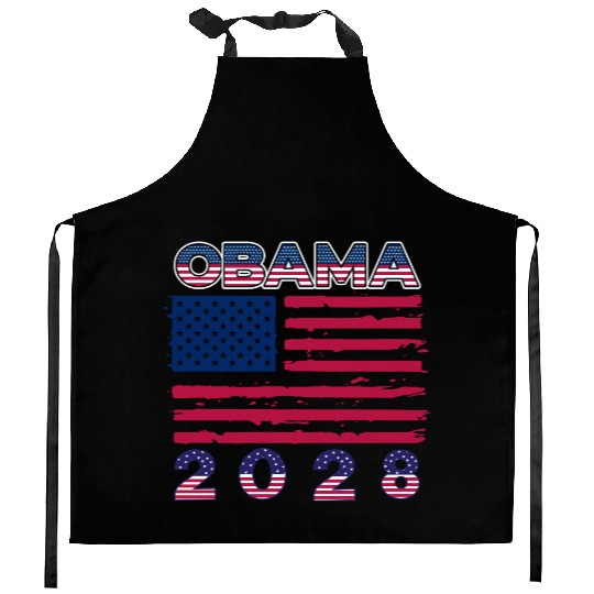 Obama 2028 Vintage Flag Patriotic Politics Protest Kitchen Aprons