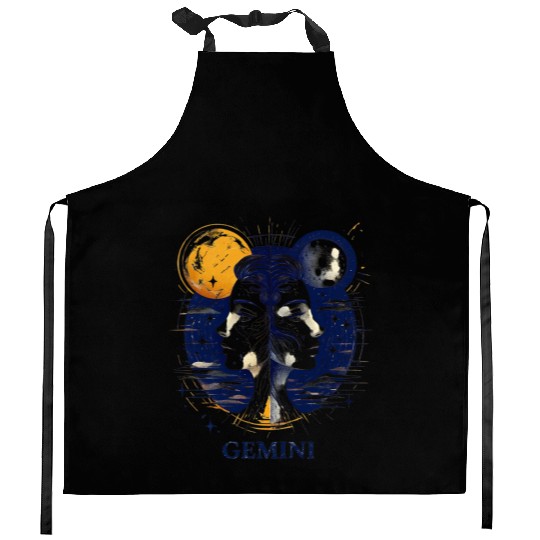 Zodiac Card Gemini Kitchen Aprons