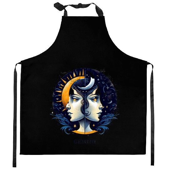 Zodiac Card Gemini Kitchen Aprons