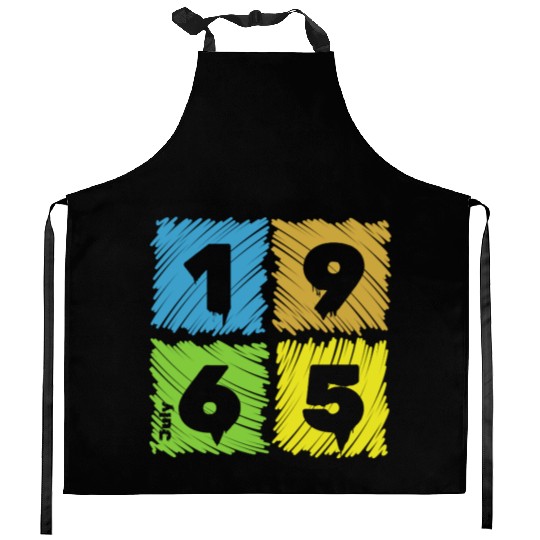 60th birthday Colorful Patches since 07/1965 Kitchen Aprons