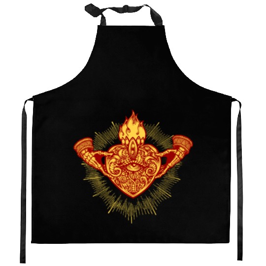 Sacred Heart Claddagh Symbol - Fire Kitchen Aprons