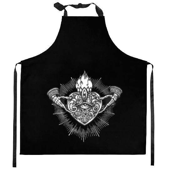 Sacred Heart Claddagh Symbol - White Kitchen Aprons