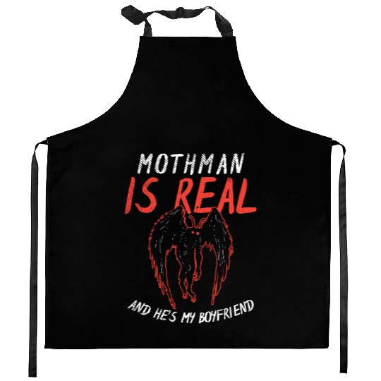 Mothman Is My Boyfriend For Cryptid Lover Kitchen Aprons
