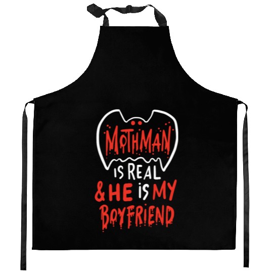 Mothman Is Real He Is My Boyfriend Kitchen Aprons