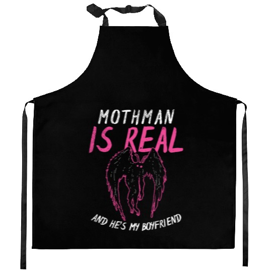 Mothman Is My Boyfriend For Cryptid Lover Kitchen Aprons