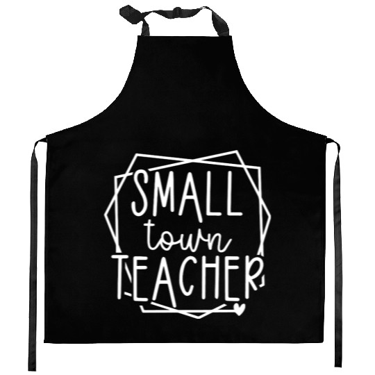 Small Town Teacher Heart Graphic for Educators Kitchen Aprons