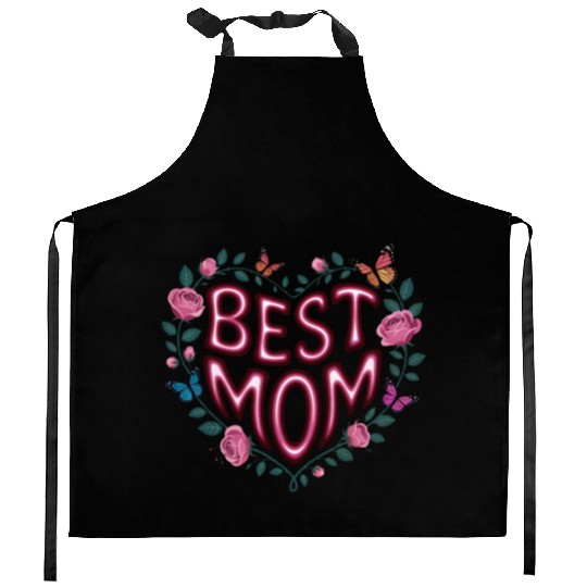 Trendy Best Mom Ever, Mother's Day Heart Floral Kitchen Aprons