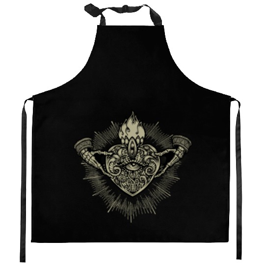 Sacred Heart Claddagh Symbol - Gold Kitchen Aprons
