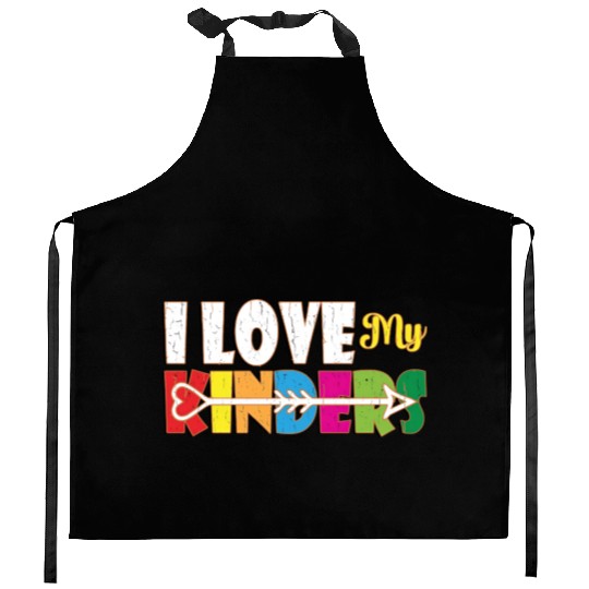 I Love My Kinders Colorful Teacher Appreciation Te Kitchen Aprons