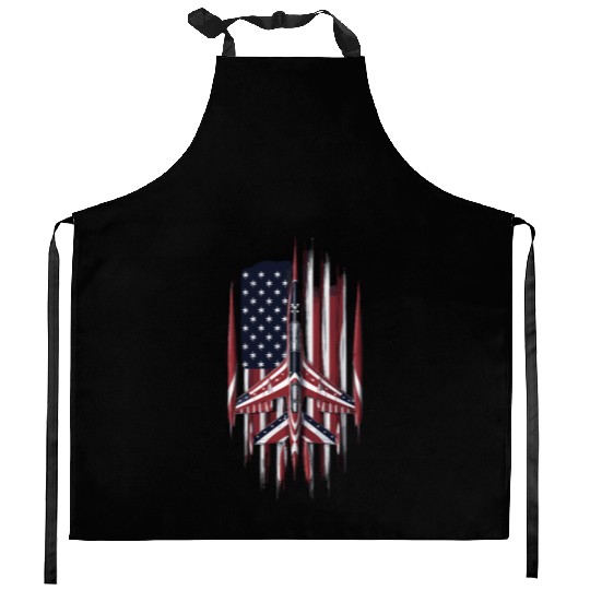 Patriotic Fighter Jet American Flag Art Kitchen Aprons