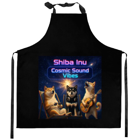 Shiba Inu Cosmic Sound – Chill Dog Band Kitchen Aprons