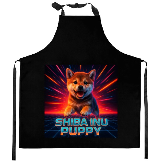 Shiba Inu Puppy – Neon Turbo Energy Kitchen Aprons