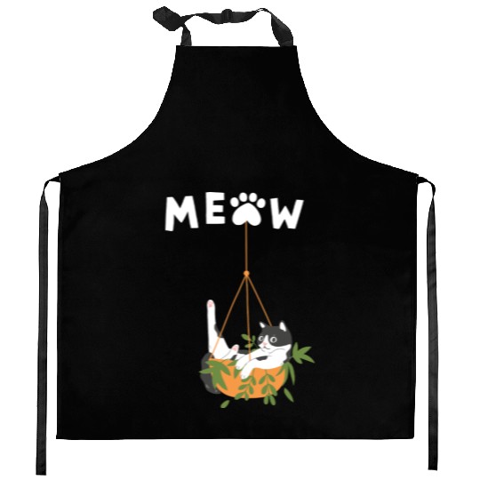 cute swinimg cat Kitchen Aprons