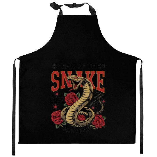 Snake Year of the Snake 2025 Tattoo Design Kitchen Aprons