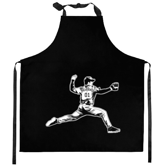 Baseball Pitcher Kitchen Aprons