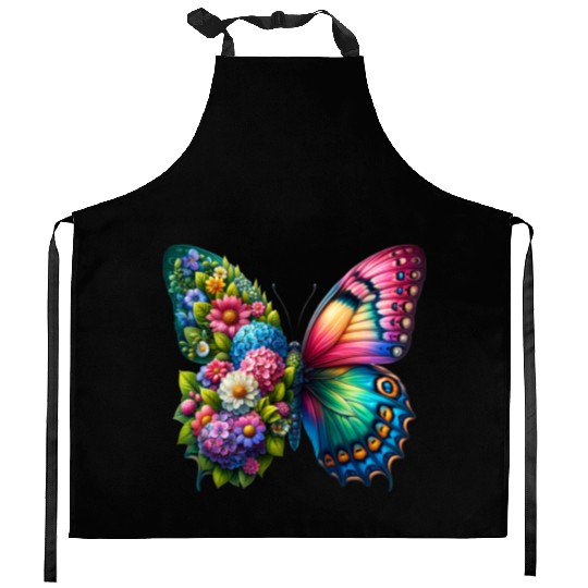 Colorful Butterfly Nature Inspired Summer Vibes Kitchen Aprons