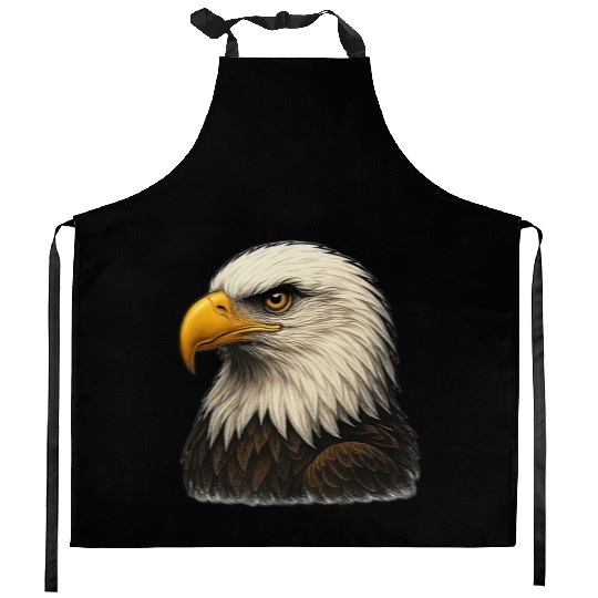 Majestic Bald Eagle Head Illustration Kitchen Aprons