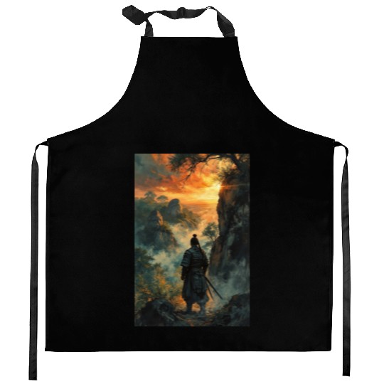 Twilight Ronin Solitude at the Edge Kitchen Aprons