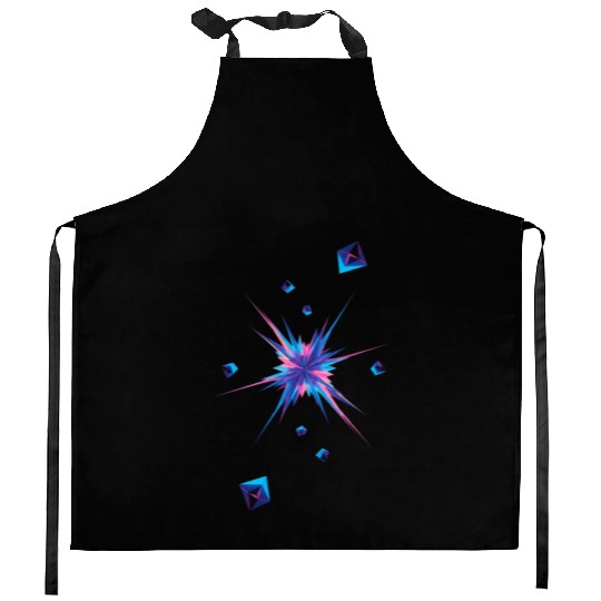 Vibrant Geometric Explosion in Neon Colors Kitchen Aprons