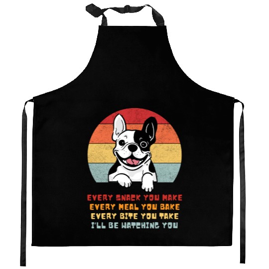 French Bulldog Funny Watching You Snack Parody Kitchen Aprons
