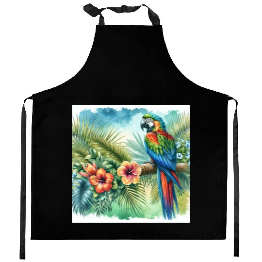 Majestic Macaw Parrot Kitchen Aprons