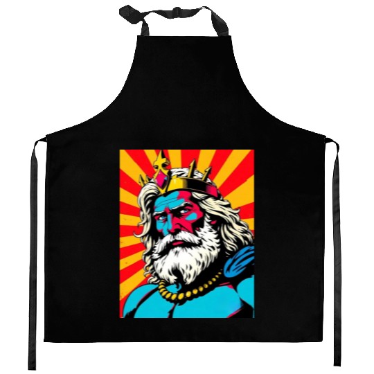Bold Pop Art Zeus – Colorful Greek God Illustratio Kitchen Aprons