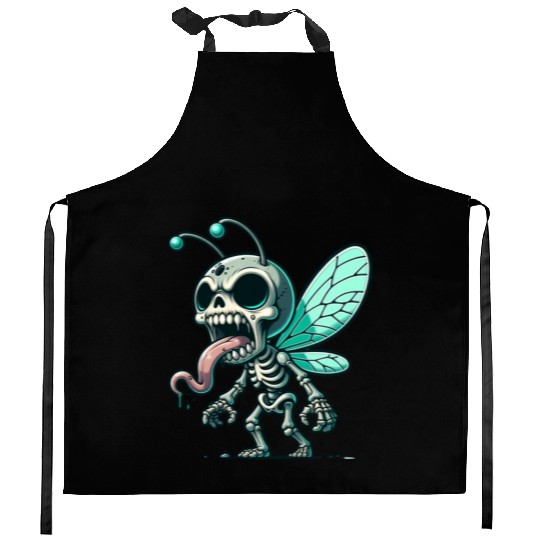 Insect Skeleton Mutant – Tongue-Out Creepy Bug Kitchen Aprons