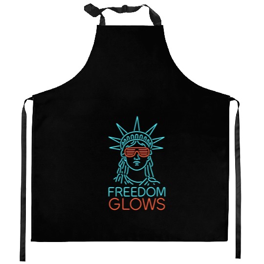 Freedom Glows Neon Lady Liberty Kitchen Aprons