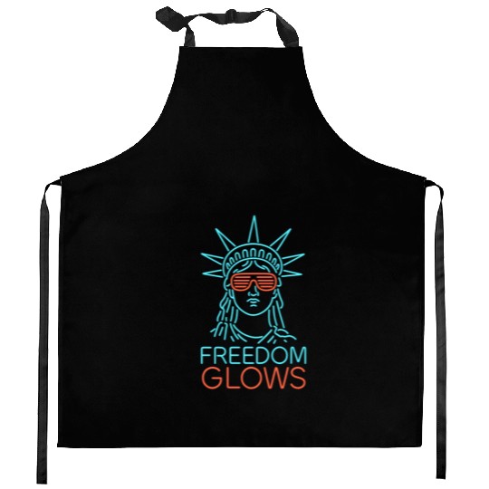 Freedom Glows Neon Lady Liberty Kitchen Aprons