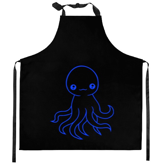 Octopus squid tentacle cephalopod cute sweet comic Kitchen Aprons