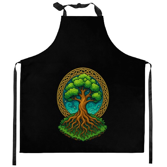 Tree of Life Fantasy Illustration Kitchen Aprons