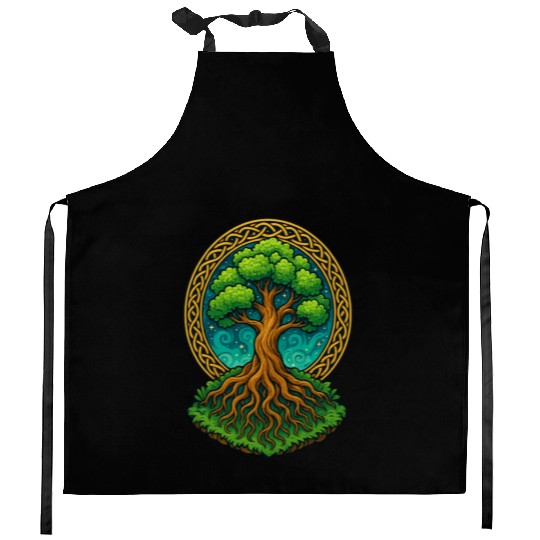 Tree of Life Fantasy Illustration Kitchen Aprons