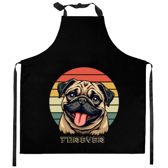 Love Pug Forever – Cute Pug Lover Design Kitchen Aprons
