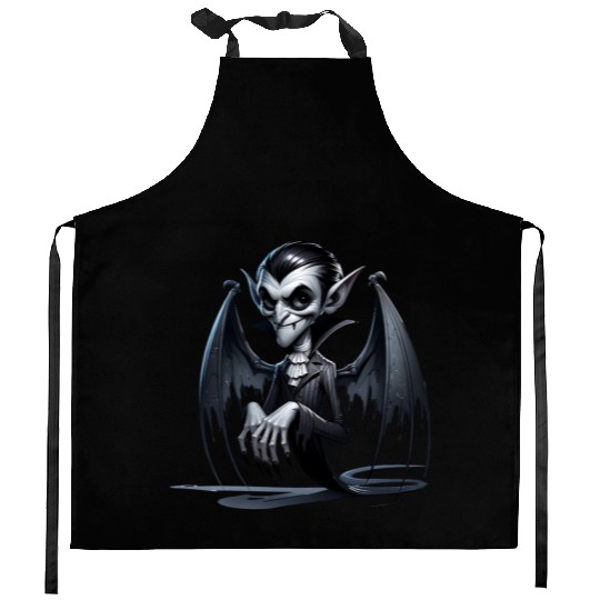 Elegant Vampire Spirit – Creepy Bat-Winged Phantom Kitchen Aprons