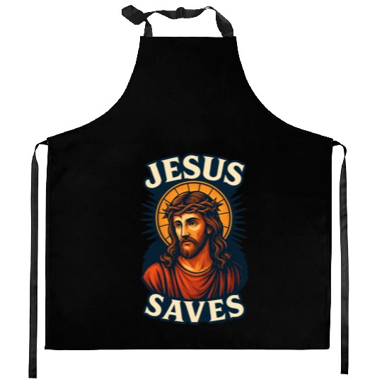 Jesus Saves Kitchen Aprons Design | Bold Semi-Realistic