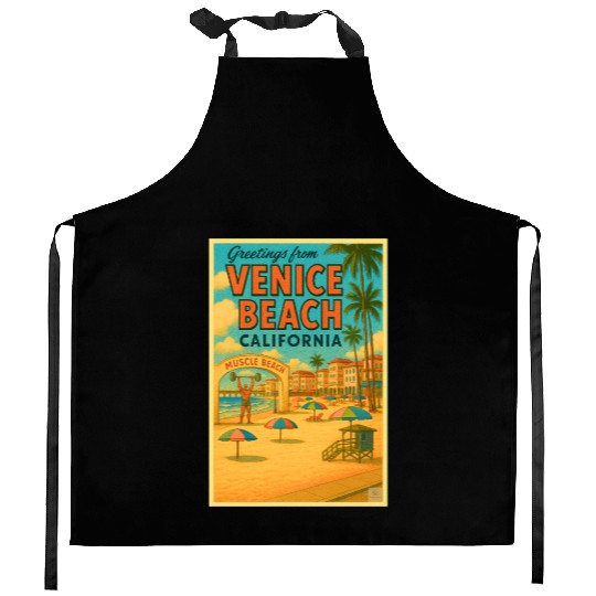 Venice Beach Vintage Postcard Kitchen Aprons
