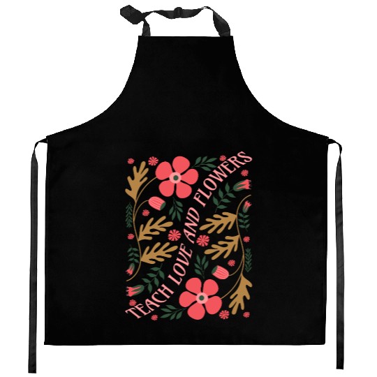 Tea Love and Flowers Floral Design Kitchen Aprons