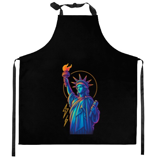 Statue of Liberty Neon Kitchen Aprons Design